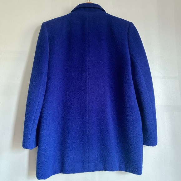 Vintage Alpaca Wool Short Coat Blazer Cobalt Blue M-L Union Sustainable - Picture 8 of 13